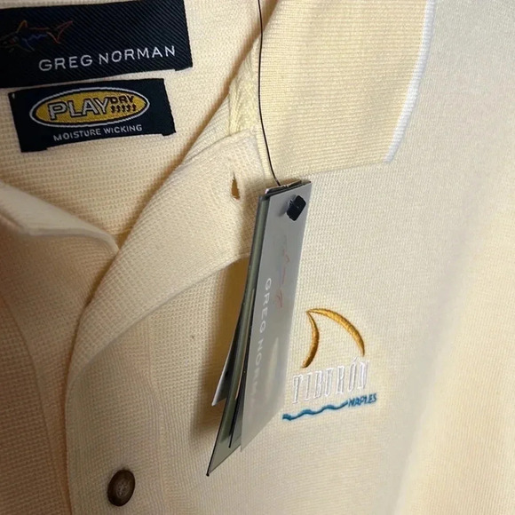 GREG NORMAN PLAY DRY SYSTEM YELLOW  GOLF SHIRT ! - Picture 9 of 12